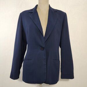 Joan Leslie Women's Size 8P Blue Single Button Front Long Sleeve Lined Blazer